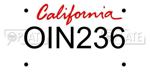 OIN236 California License Plate