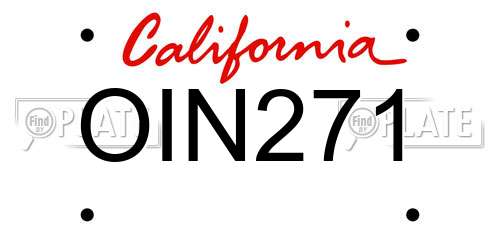 OIN271 California License Plate