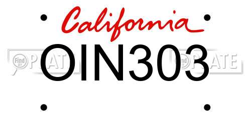 OIN303 California License Plate
