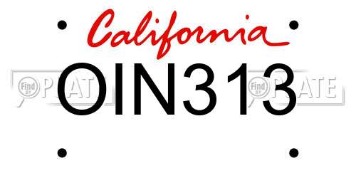 OIN313 California License Plate