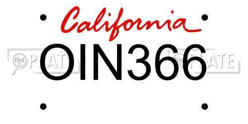 OIN366 California License Plate