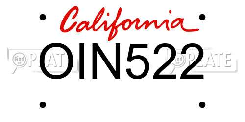 OIN522 California License Plate