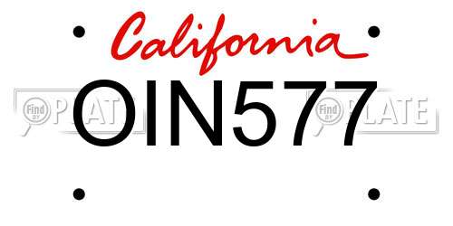 OIN577 California License Plate