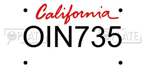 OIN735 California License Plate