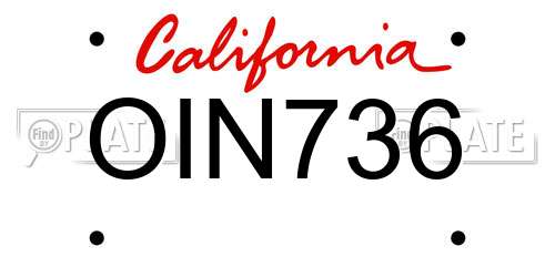 OIN736 California License Plate