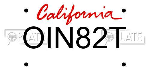 OIN82T California License Plate