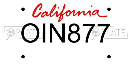 OIN877 California License Plate