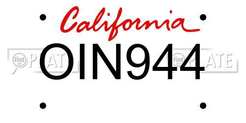 OIN944 California License Plate