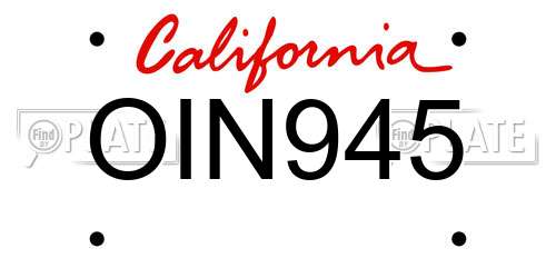 OIN945 California License Plate