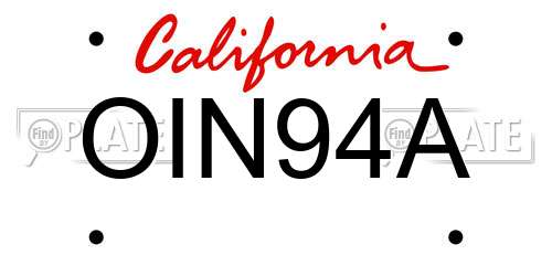 OIN94A California License Plate