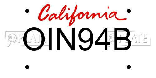 OIN94B California License Plate