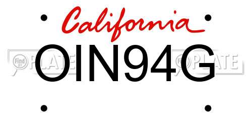 OIN94G California License Plate