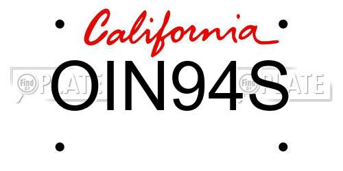 OIN94S California License Plate