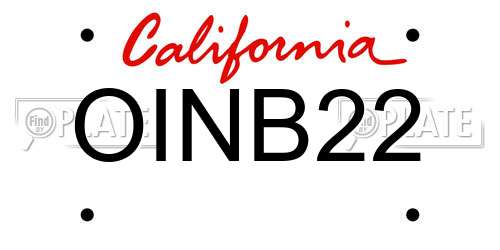 OINB22 California License Plate