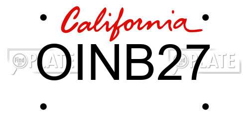 OINB27 California License Plate