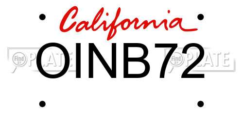 OINB72 California License Plate