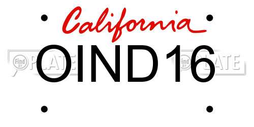 OIND16 California License Plate