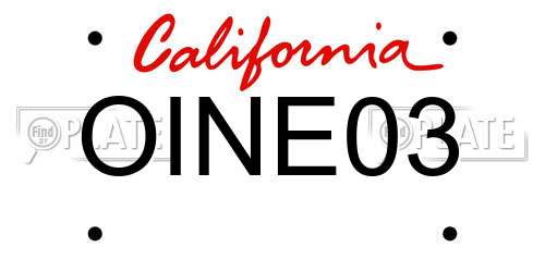 OINE03 California License Plate