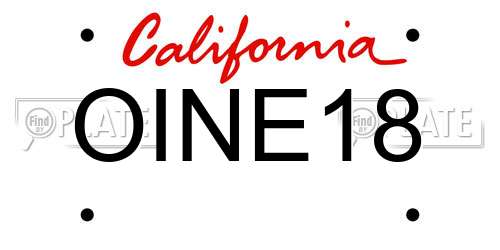 OINE18 California License Plate