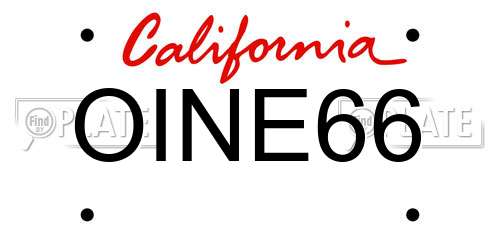 OINE66 California License Plate