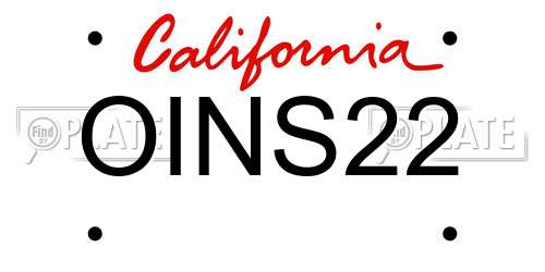 OINS22 California License Plate