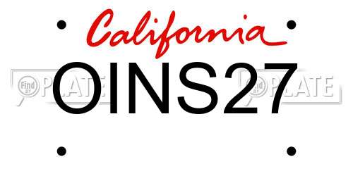 OINS27 California License Plate