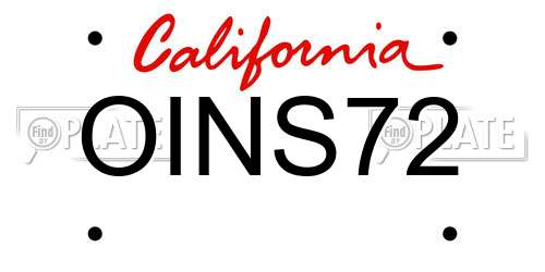 OINS72 California License Plate