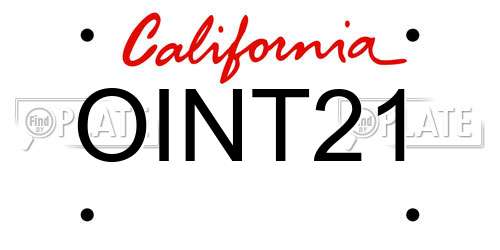 OINT21 California License Plate