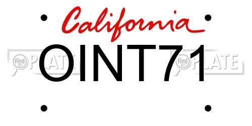 OINT71 California License Plate