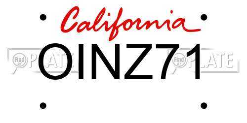OINZ71 California License Plate