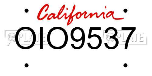 OIO9537 California License Plate