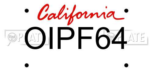 OIPF64 California License Plate