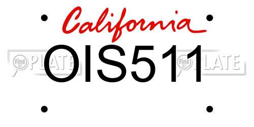 OIS511 California License Plate