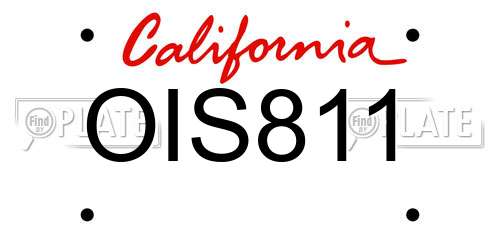 OIS811 California License Plate