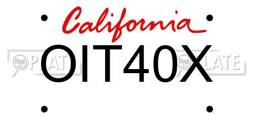 OIT40X California License Plate