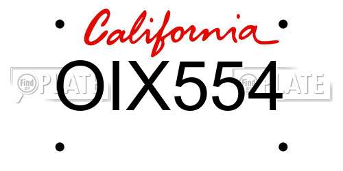OIX554 California License Plate