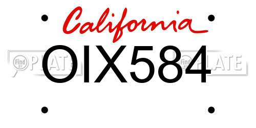 OIX584 California License Plate