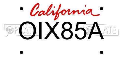 OIX85A California License Plate