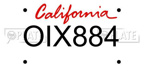 OIX884 California License Plate