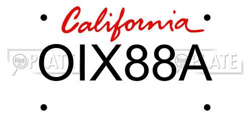 OIX88A California License Plate