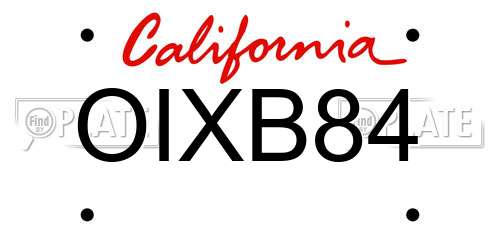 OIXB84 California License Plate
