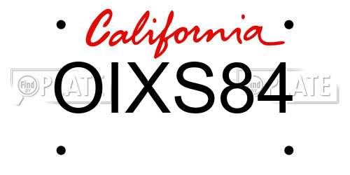OIXS84 California License Plate