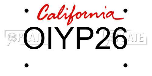 OIYP26 California License Plate