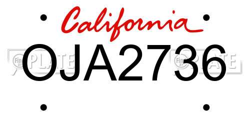 OJA2736 California License Plate