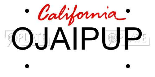 OJAIPUP California License Plate