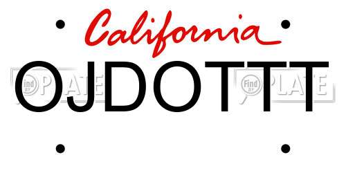 OJDOTTT California License Plate