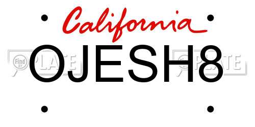 OJESH8 license plate in CA state