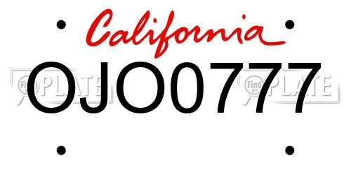 OJO0777 California License Plate