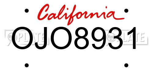 OJO8931 California License Plate