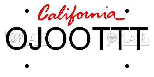 OJOOTTT California License Plate